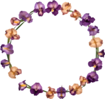 AI generated Colorful painting of Iris floral frame. png