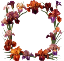 AI generated Colorful painting of Iris floral frame. png