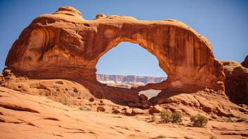 AI generated Natural rock formation creating a desert arch photo