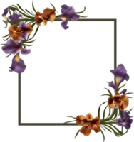 AI generated Colorful painting of Iris floral frame. png