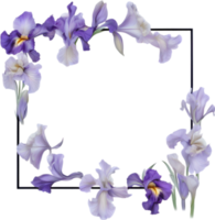 AI generated Colorful painting of Iris floral frame. png