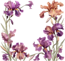 AI generated Colorful painting of Iris floral frame. png