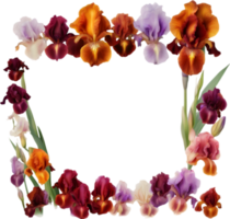 AI generated Colorful painting of Iris floral frame. png