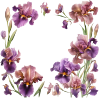 AI generated Colorful painting of Iris floral frame. png