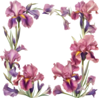 AI generated Colorful painting of Iris floral frame. png