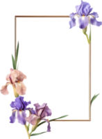 AI generated Colorful painting of Iris floral frame. png