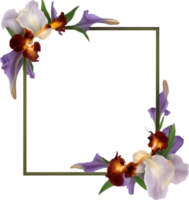 ai genererad färgrik målning av iris blommig ram. png