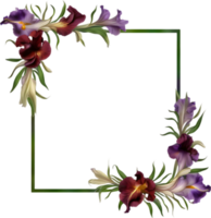 AI generated Colorful painting of Iris floral frame. png