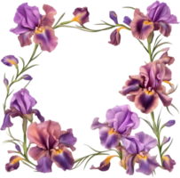 AI generated Colorful painting of Iris floral frame. png