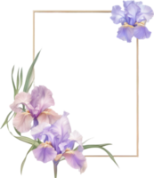 ai généré coloré La peinture de iris floral Cadre. png