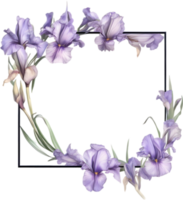 AI generated Colorful painting of Iris floral frame. png