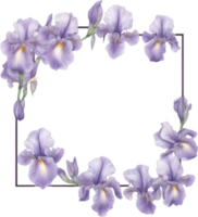 AI generated Colorful painting of Iris floral frame. png