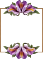 ai generado vistoso pintura de iris floral marco. png