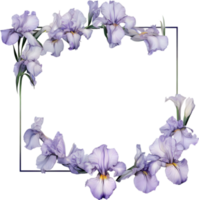 AI generated Colorful painting of Iris floral frame. png