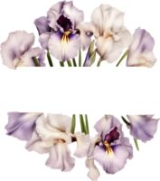 AI generated Colorful painting of Iris floral frame. png