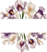 ai generiert bunt Gemälde von Iris Blumen- rahmen. png