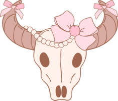 Coquette cowgirl bull skull png