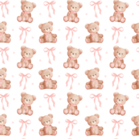 coquette sans couture modèle nounours ours avec ruban arc rose png