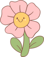Retro Spring flower groovy cartoon doodle drawing png