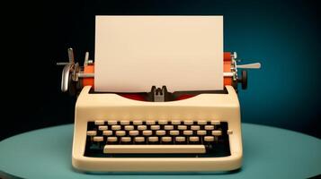 AI generated Retro typewriter and blank sticky note photo