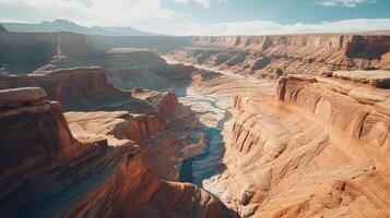 ai generado un maravilloso cañón antecedentes con un aéreo perspectiva demostración el profundidad y textura de el paisaje foto