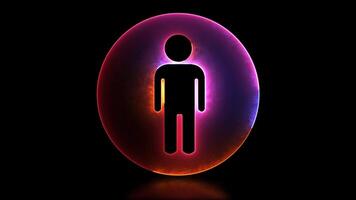 Glowing looping icon men neon effect, black background. video