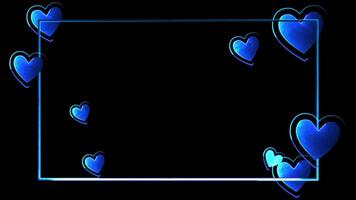 Glowing looping heart shape neon effect, black background. video