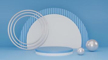 3D Rendering abstract blue background with white podium photo