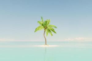 Solitary Palm Tree on a Small Island in Vast Ocean photo