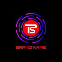 TS initial circle technology icon logo design vector