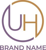 UH initial letter circle monogram logo design vector