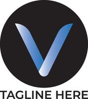 V initial letter circle logo design vector