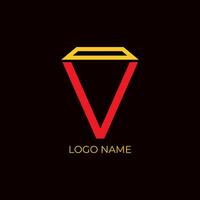 v letra diamante logo diseño vector