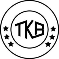 tkb letra inicial logo con circulo y estrellas vector