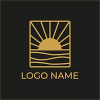 sunrise, sunset, line vintage logo design vector