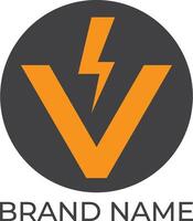 V flash electric sign icon logo design vector