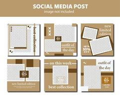 Set of social media posts collection for interior design furniture, editable layout post template, interior furniture promotion post collection feed square for social media, simple promotoion layout vector