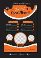 Food restaurant menu layout editable template, menu list cafe black modern template, list menu layout and food poster restaurant for dinner lunch breakfast menu template vector