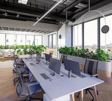 modern office interior with plants. photo