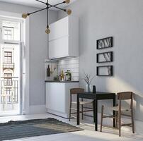 modern scandinavian style kitchen interior. photo