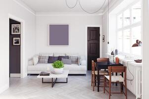 scandinavian style living room design. photo