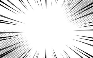 Comic book action lines background. Manga speed frames, superhero action. Black and white vector retro illustration