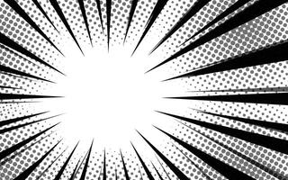 Comic book action lines background. Manga speed frames, superhero action. Black and white vector retro illustration