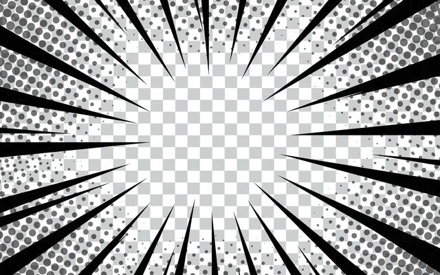 Comic book action lines background. Manga speed frames, superhero action. Black and white vector retro illustration
