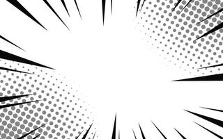 Comic book action lines background. Manga speed frames, superhero action. Black and white vector retro illustration