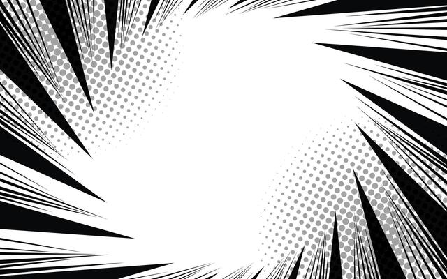 Comic book action lines background. Manga speed frames, superhero action. Black and white vector retro illustration