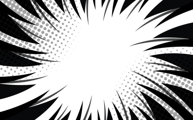 Comic book action lines background. Manga speed frames, superhero action. Black and white vector retro illustration
