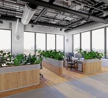 modern office interior with plants. photo