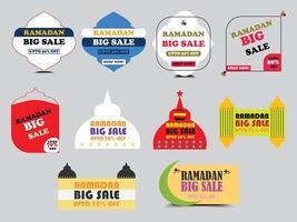 Ramadan big Sale Design Set. Flat Design Vector Template for Label, Sticker, Poster, Flyer, Banner.