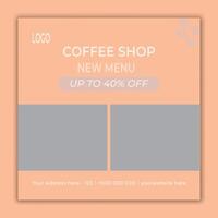 coffee drink menu sale promotional social media post banner template vector